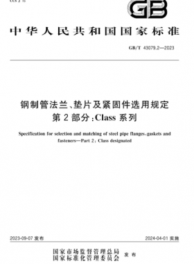 鋼制管法蘭、墊片及緊固件選用規(guī)定 第2部分：Class系列國標(biāo)/T 43079.2-2023